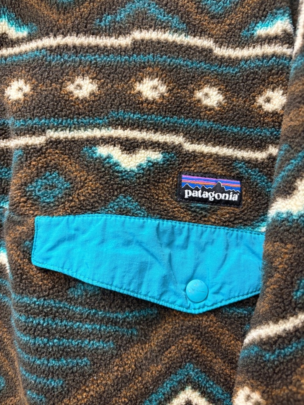 PATAGONIA SYNCHILLA PULLOVER MENS SIZE M SNAP T FLEECE ABSTRACT AZTEC 2013!! - Picture 3 of 7